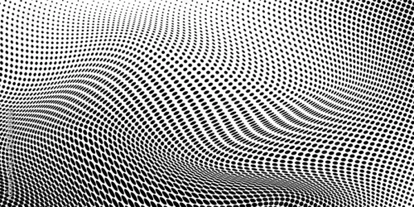 Obraz Halftone gradient. Dotted gradient, smooth dots spraying and halftones dot background seamless horizontal geometric pattern vector template set.