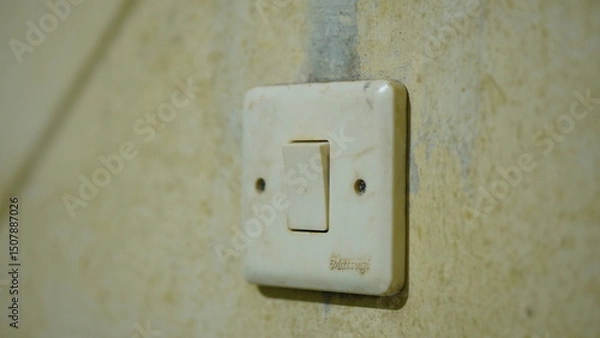 Obraz Vintage Light Switch on a Weathered Wall A Close-Up Photograph
