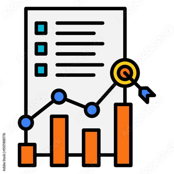Obraz Performance Analysis Chart with Checklist and Arrow on Target