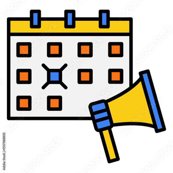 Fototapeta Calendar event reminder icon with megaphone
