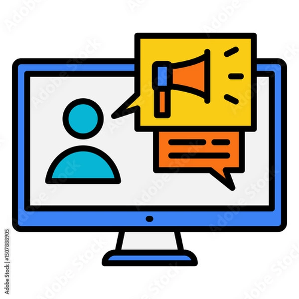 Fototapeta Online marketing campaign with speaker on computer