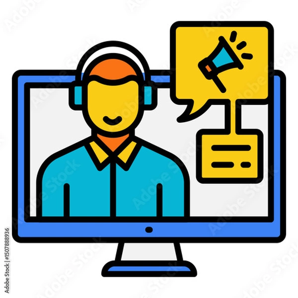 Fototapeta Online Support with Virtual Assistant on Computer Screen
