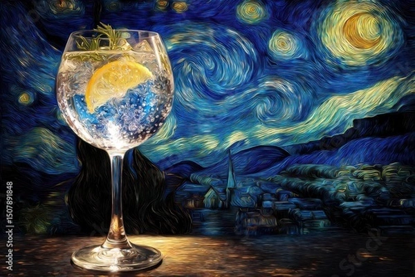 Fototapeta Refreshing Drink with Art Background
