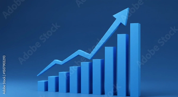 Fototapeta Blue Growth Chart with Arrow – Business Concept