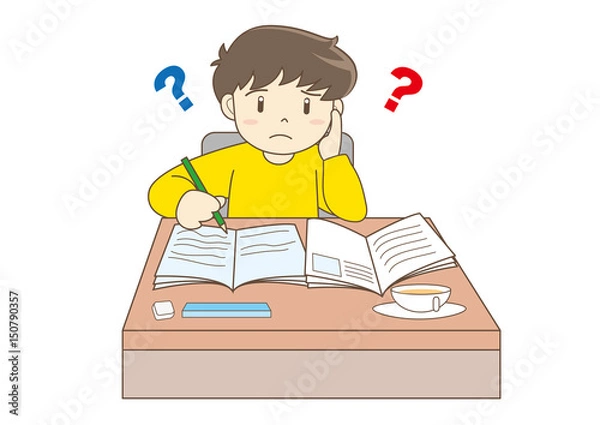 Fototapeta 勉強する子供・疑問