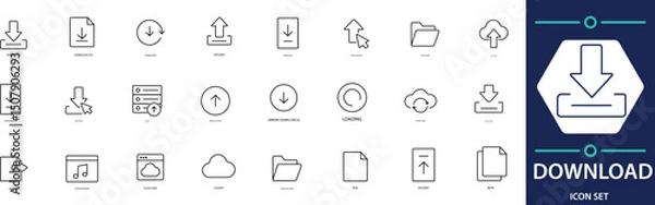Obraz  Download Icon Set Arrows, Files, Cloud, and Data download, download icon, arrow down