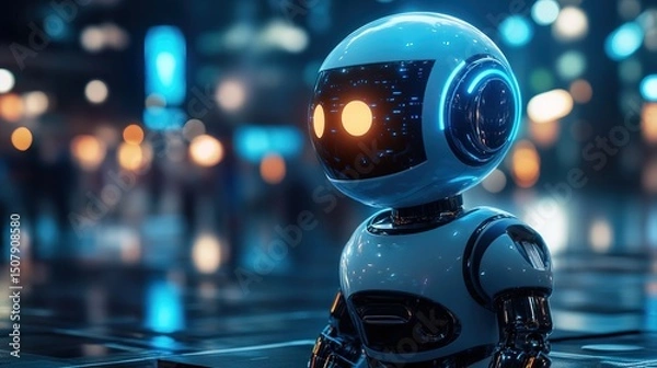 Fototapeta A futuristic AI-driven chatbot assisting employees with on-the-job learning