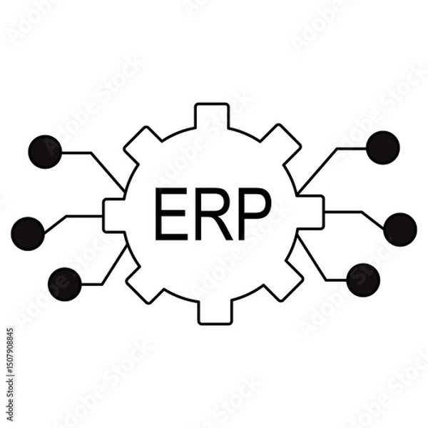 Obraz ERP Integration icon, Seamless ERP Integration Unifying Systems for Smarter Business Operations, Streamlining Success How ERP Integration Boosts Efficiency and Growth