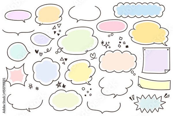 Obraz ガーリーな手描きふきだしセット（カラー）