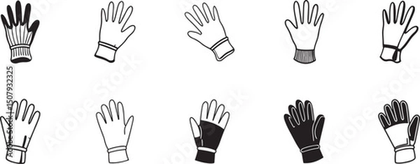 Fototapeta Diverse Collection of Winter and Outdoor Gloves in Various Styles and Colors for Fashion, Sports, and Everyday Use.