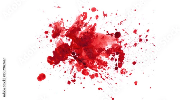 Obraz Dramatic Red Blood Splatter and Drops on Transparent Background