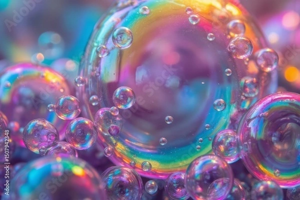 Obraz Colorful bubbles clustered together.