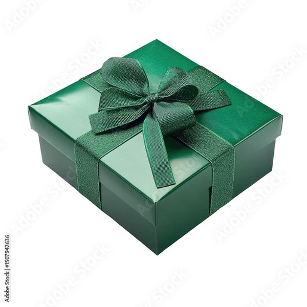 Obraz Elegant Green Gift Box isolated on a transparent background