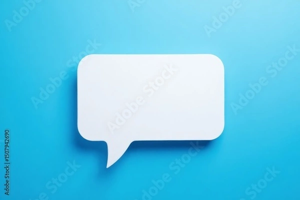 Obraz Blank white speech bubble on a bright, solid background.