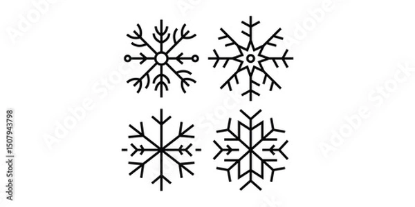 Fototapeta snowflakes icon line set isolated