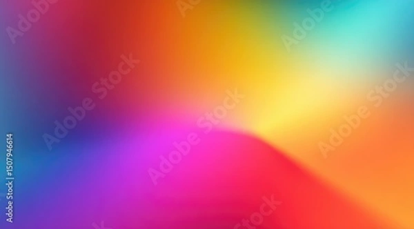 Fototapeta Abstract swirling blend of vibrant hues; red, orange, yellow, teal, pink, and purple shades converge in a blurred, radial gradient effect, creating a dynamic, colorful composition