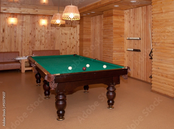 Fototapeta Table for game in billiards in the house
