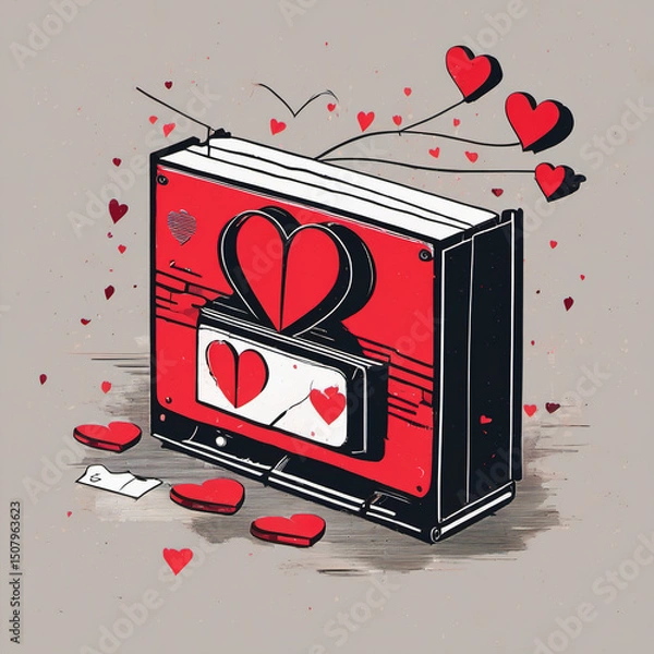 Obraz Duotone Valentines Day Art on VHS Transfer �C Romantic Retro Style