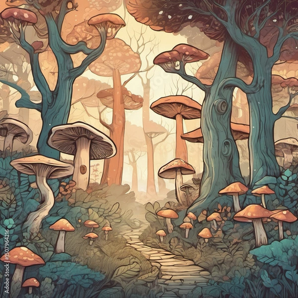 Obraz Enchanted Retro Forest Art