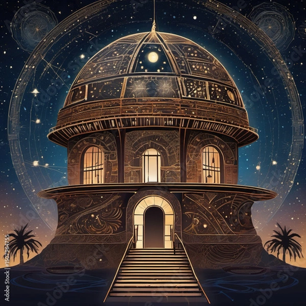 Obraz Celestial Observatory Tribal Fusion Art with Granular Synthesis