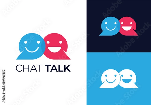 Fototapeta This is a simple chat talk logo. This logo is suitable for consulting, online courses, language courses, podcast and the like.