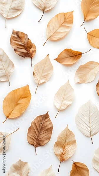 Obraz High-resolution image of creative flat lay with dried autumn leaves