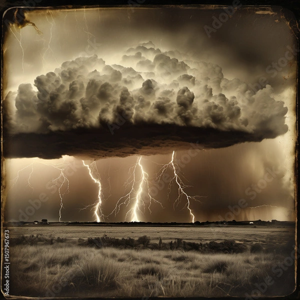 Obraz Electric Storm in Cutaway Style with Wet-Plate Collodion Photography