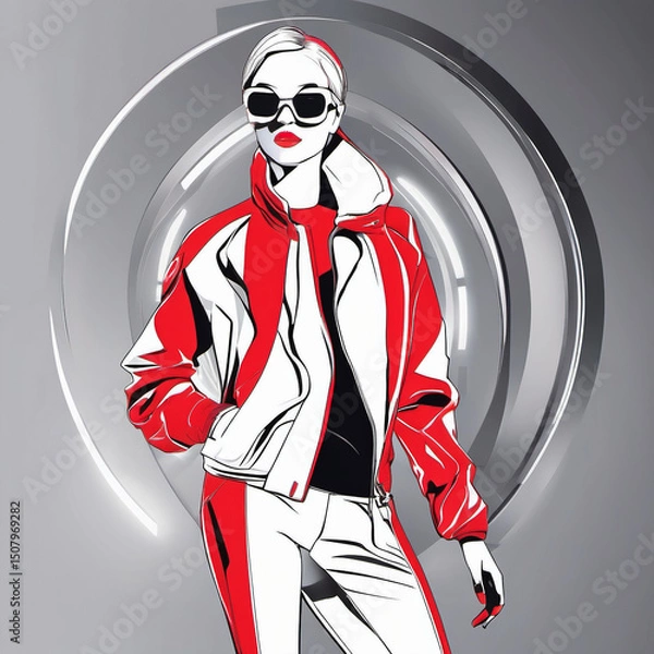 Obraz Futuristic Fashion Design with Rim Lighting Vector Illustration