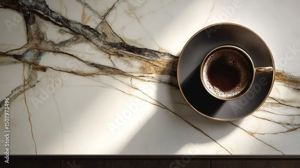 Obraz A coffee cup on a bright surface, simplicity and warmth in minimalism	