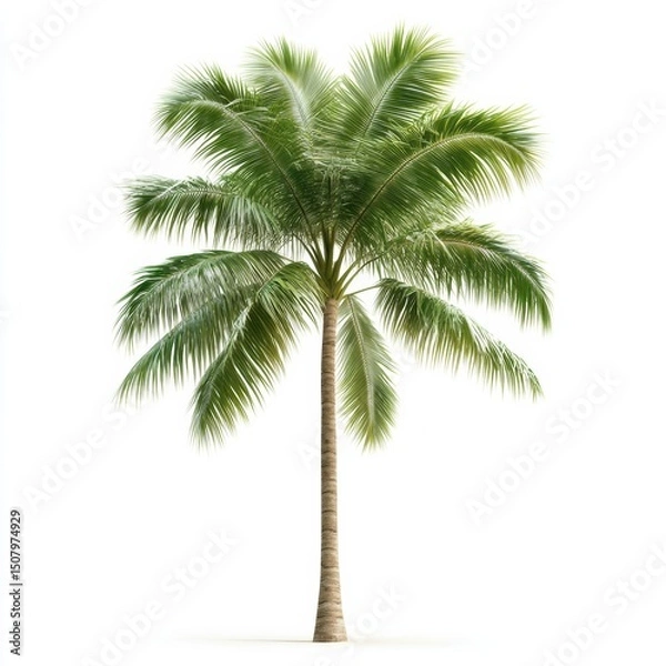 Fototapeta A beautiful palm tree with lush green leaves, ideal for tropical decor and landscapes.