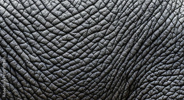 Fototapeta Close-up Texture of Elephant Hide Wrinkled, Gray Skin Detail, Generative AI