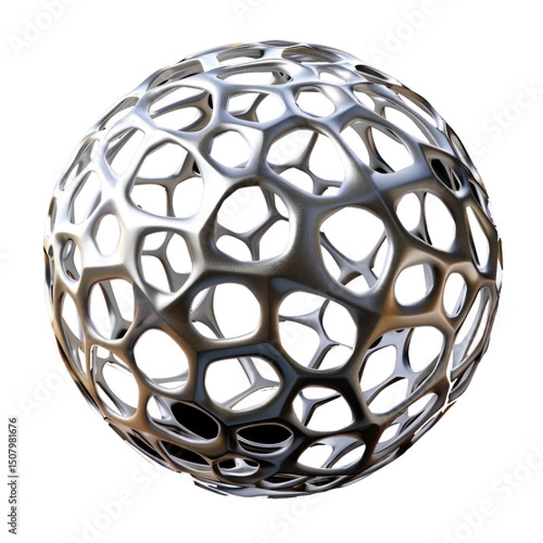 Fototapeta Sphere shape like a cell, 3D rendering on transparency background