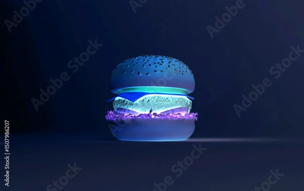 Fototapeta Delicious cheeseburger with lettuce and tomato on a plain background.