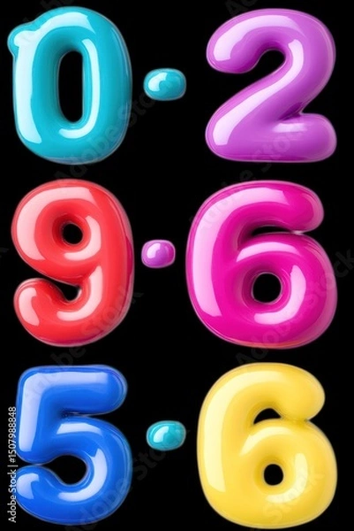Fototapeta Colorful numbers in a bubbly font