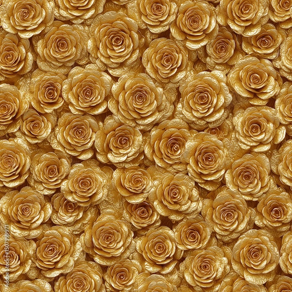 Fototapeta seamless tile of Elegant floral pattern with fully bloomed beige and brown roses, ideal for romantic backgrounds, wallpaper, or decorative design projects. Generative by AI