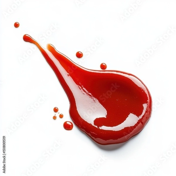 Fototapeta A vibrant splash of red ketchup on a white background, perfect for food-related themes.