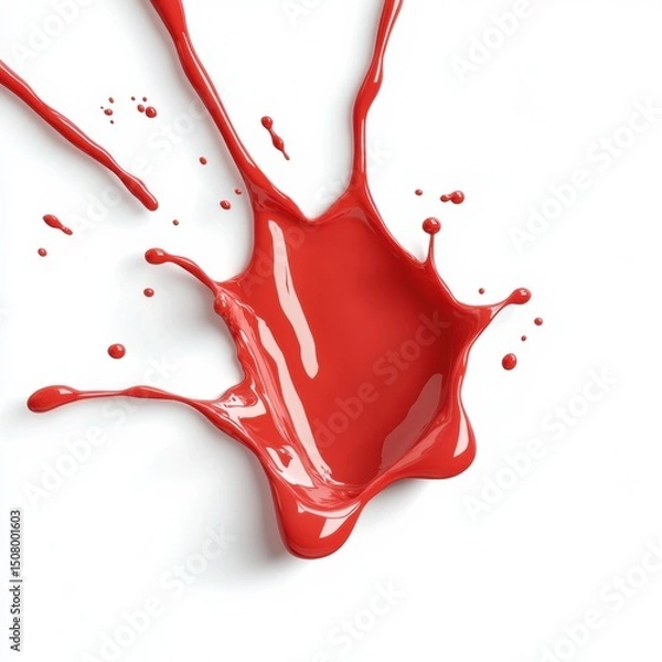 Fototapeta A vibrant splash of red paint against a white background, showcasing creativity and motion.
