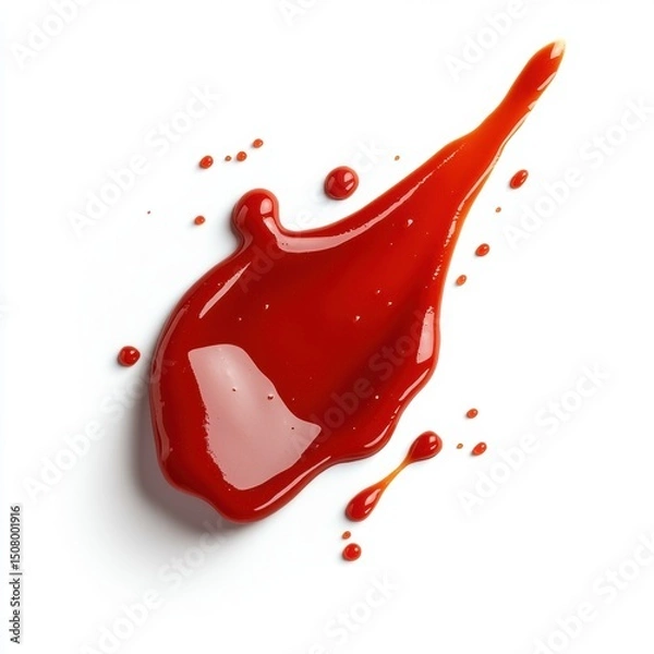 Fototapeta A vibrant splash of red sauce on a white background captivates attention instantly.