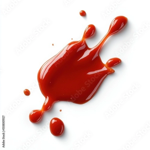 Fototapeta A vibrant splash of red sauce on a white background, creating a bold aesthetic.