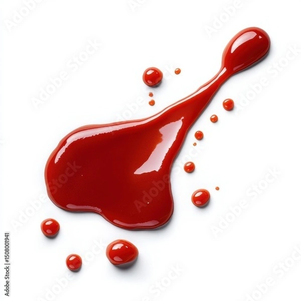 Fototapeta A vibrant splash of red sauce on a white background, perfect for culinary visuals.