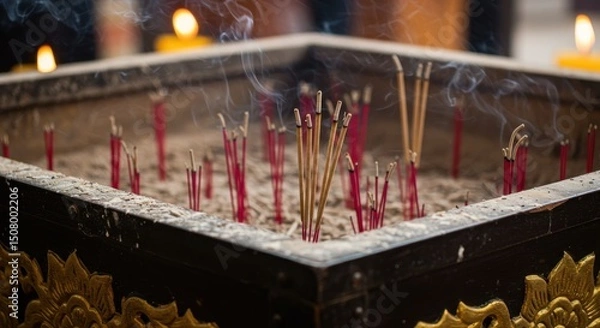 Obraz 香炉に立てられたお線香の煙