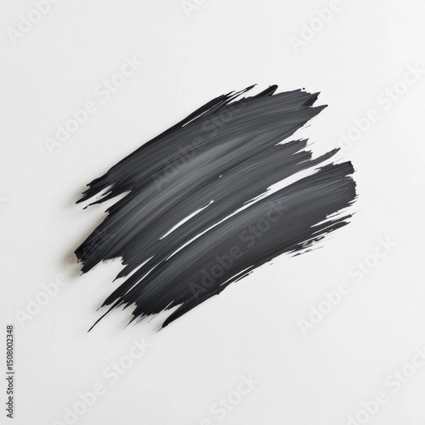 Obraz Abstract black paint stroke on a white background for creative designs.