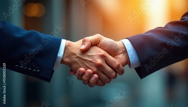 Obraz Two hands shaking, signifying a business deal , takeover, deal, transaction