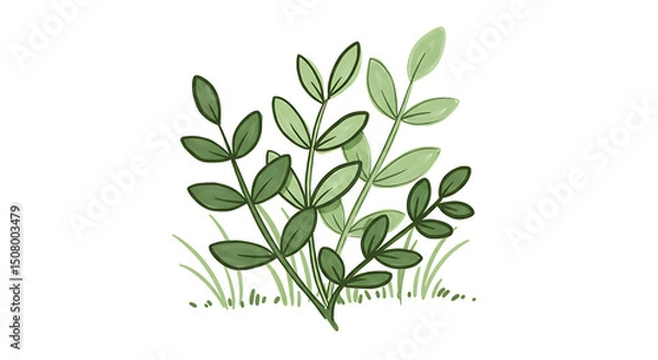 Fototapeta Lush Green Foliage Hand Drawn Botanical Illustration Spring Greenery Nature Illustration Leaves