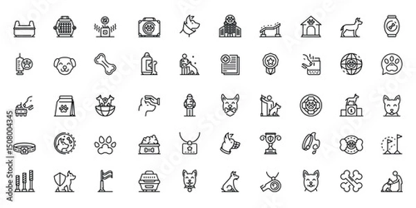Fototapeta A collection of dogrelated icons arranged in rows and columns