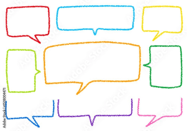 Obraz クレヨン素材　手描きのふきだしセット