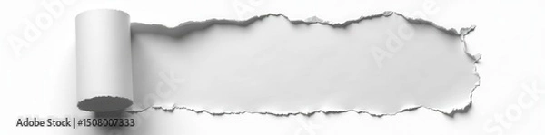 Obraz Torn white paper reveals hidden message; distressed edges, crumpled texture, hidden message, faded