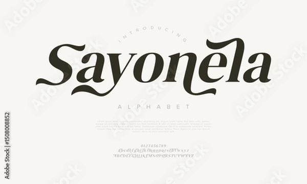 Fototapeta Expressive serif font with stylish swashes and elegant flair, perfect for luxury packaging and feminine brands