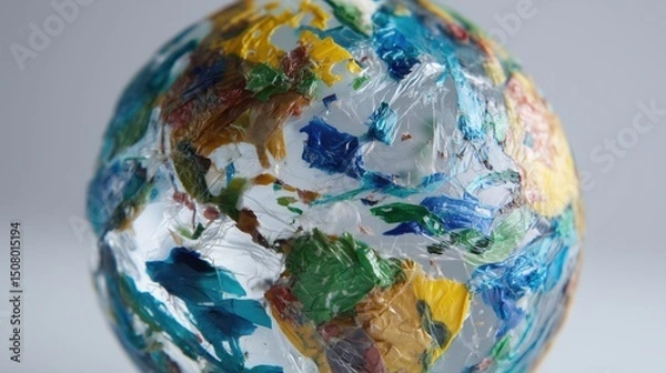 Fototapeta Futuristic School Globe Depicting Continents with Artistic Design