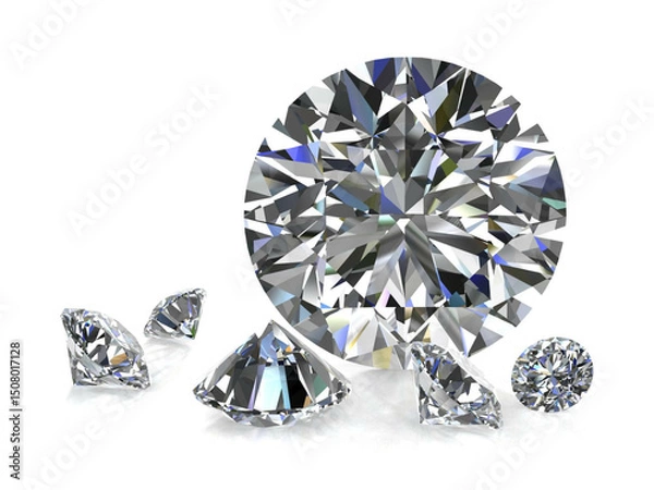 Fototapeta diamond on white background (high resolution 3D image)